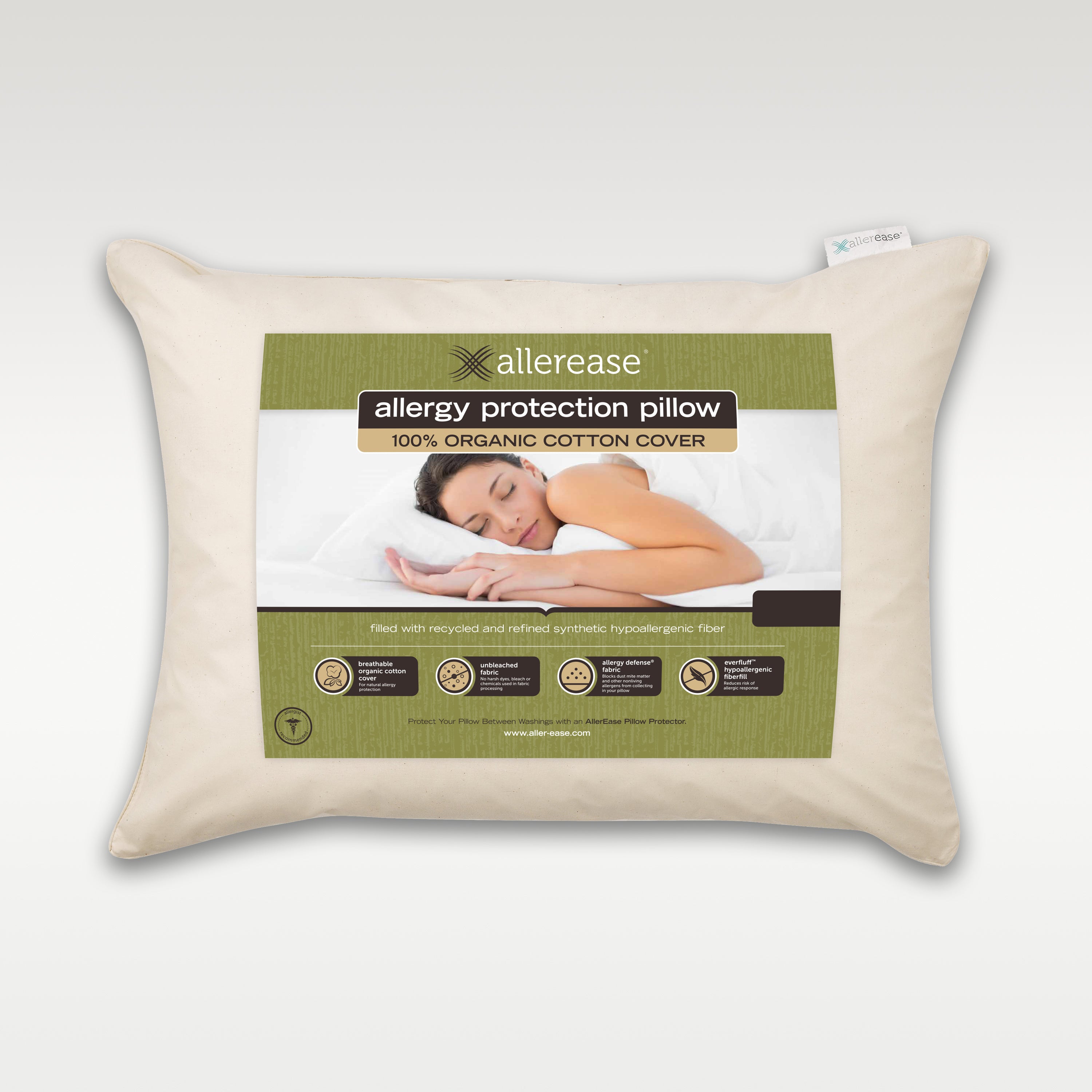 AllerEase  Organic Cotton Cover Allergy Protection Pillow