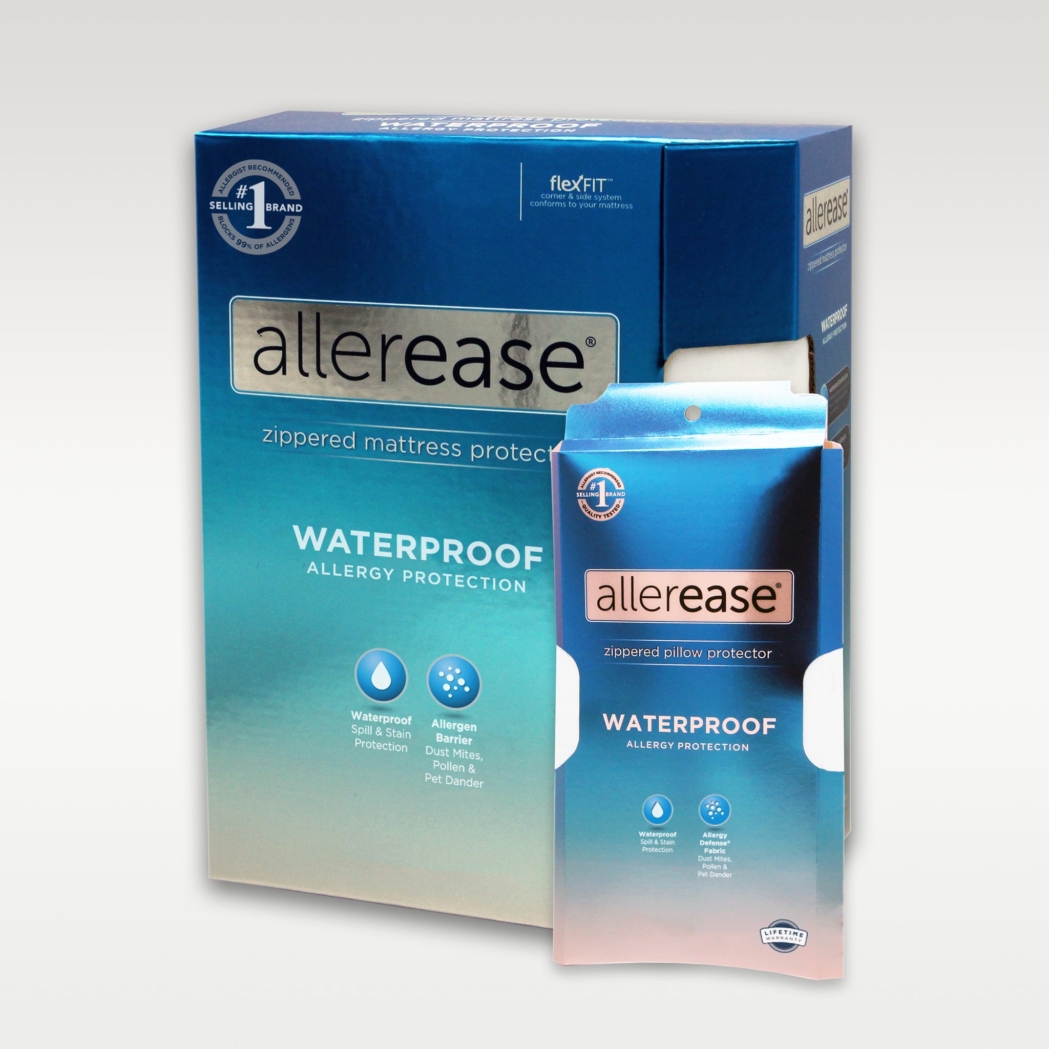 Aller-Ease Federe Protettive Antiacaro – Standard/Queen, Confezione Da 4, Con Cerniera, Lavabili In Acqua Calda, Bloccano Polline E Peli, Garanzia A Vita